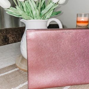 Henri Bendel pink shimmer cosmetic case / clutch